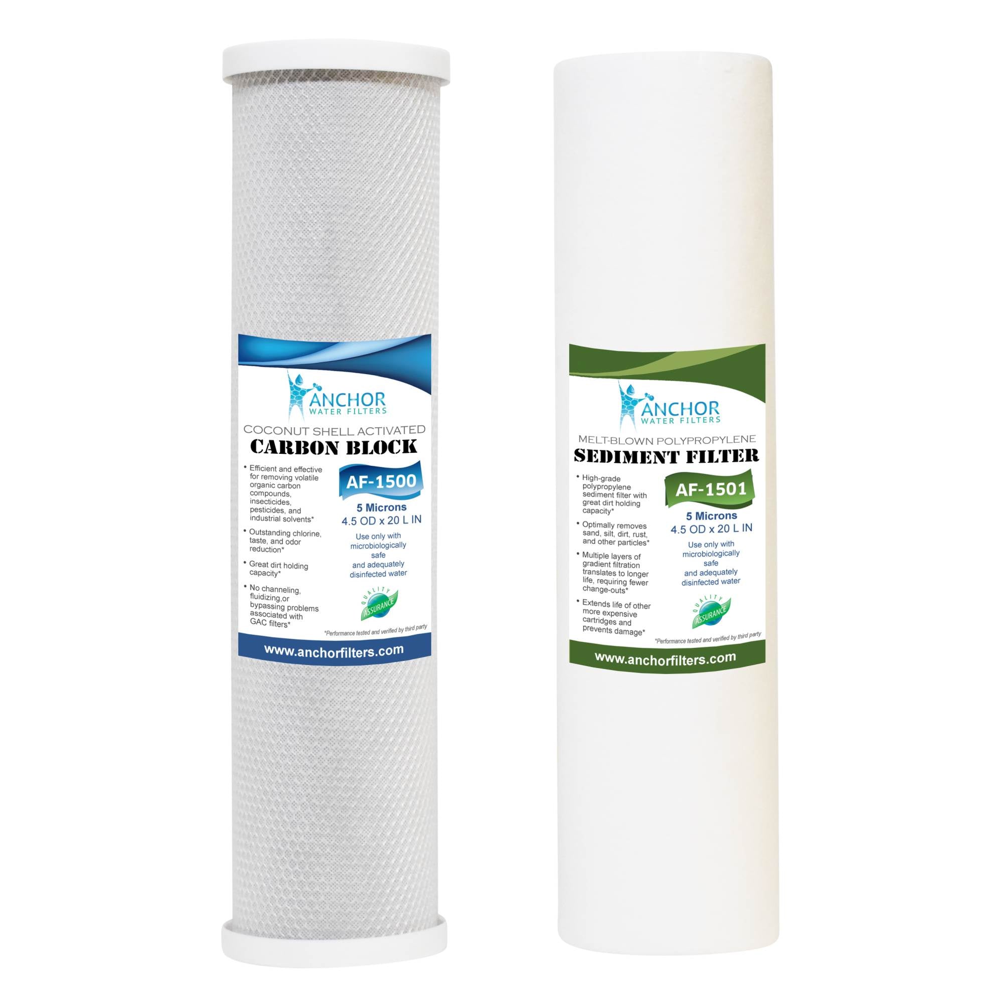 Carbon Block & Sediment Replacement Cartridge Set for Whole House Systems, 4.5 x 20 in.