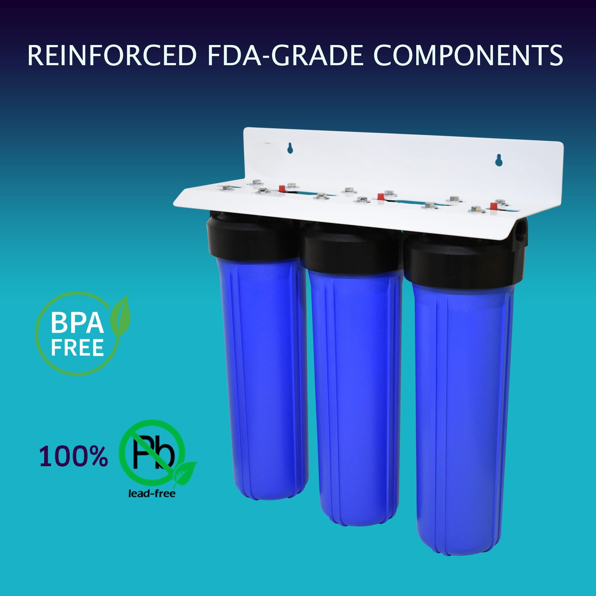 3-Stage Heavy Metal KDF and Activated Carbon Whole House Water Filtration System, 4.5 x 20 in.