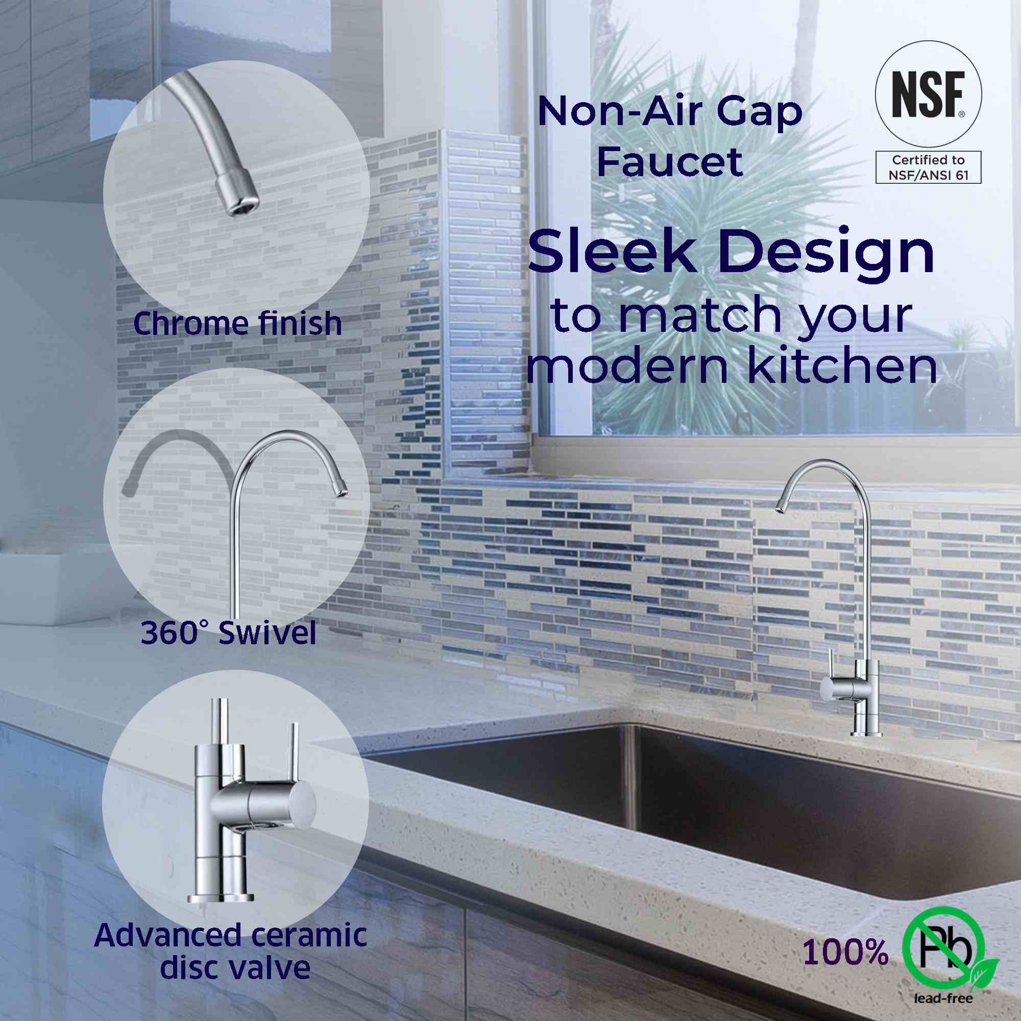 Long-reach Non-Air Gap NSF Faucet - Chrome